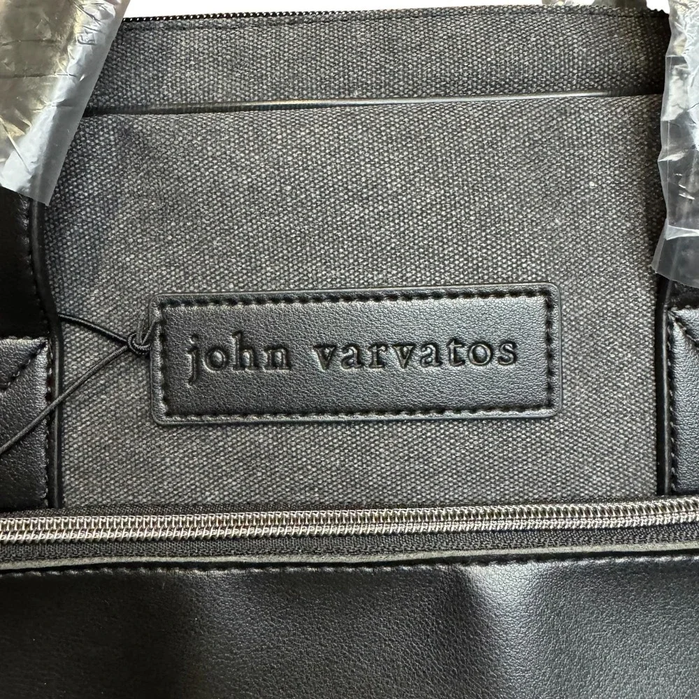 John Varvatos Gray 17in Laptop Bag Soft Case Mens Adjustable Shoulder Strap